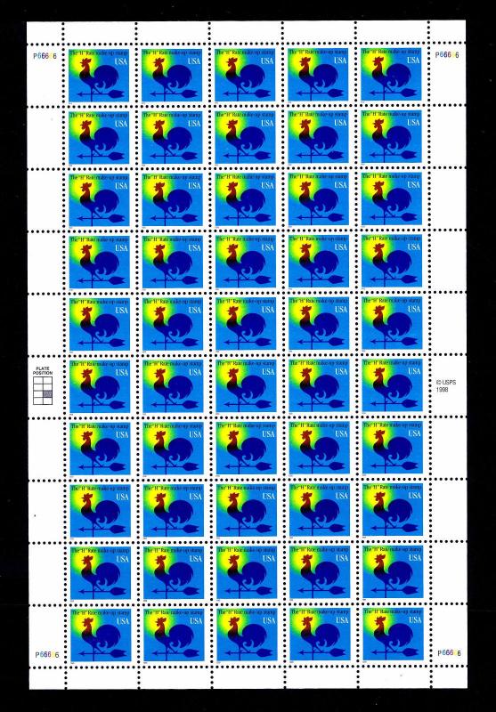 US.#3257 THE H RATE MAKEUP STAMP - FULL SHEET - OGNH - VF -  CV $12.50 (E#612)