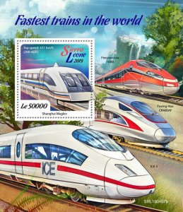 Sierra Leone 2019 MNH Rail Stamps Fastest Trains in the World Railways 1v S/S