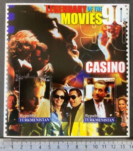 Turkmenistan 2002 casino robert de niro sharon stone cinema m/sheet MNH 