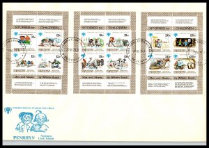 Penrhyn Island 111-113 Souvenir Sheets U/A FDC