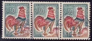 France - 1965 - Scott #1024B - used strip of 3 - Rooster