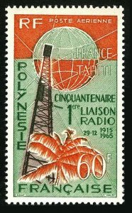 Fr Polynesia C39,MNH.Michel 51. Radio Tahiti-France,50th Ann.1965.Globe,Palm.