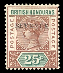 British Honduras #50a (SG 68a) Cat£200, 1899 25c red brown and green, Beven...