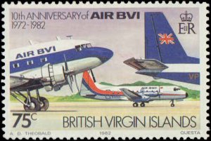 Virgin Islands #434-437, Complete Set(4), 1982, Airplanes, Never Hinged