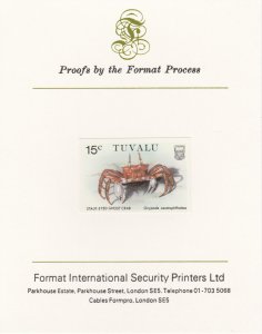 TUVALU 1986 CRABS  imperf on FORMAT INT PROOF CARD