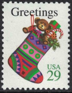 Scott 2872- Christmas Stocking, Greetings- MNH 1994- 29c mint unused stamp
