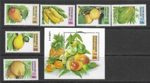 Togo 1743-9 MNH Fruit cpl.  set X 11 sets, vf.   2022 CV $137.50