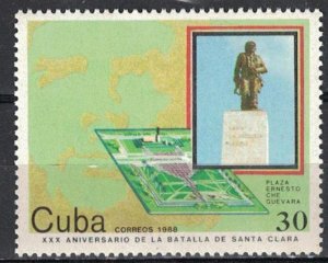 CUBA Sc# 3089  BATTLE OF SANTA CLARA  statue CHE revolution 1988  MNH mint