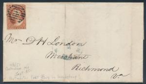 #10A ON FOLDED LETTER BALTIMORE,MD SEPT 1851 TO RICHMOND,VA CV $210 BR4327