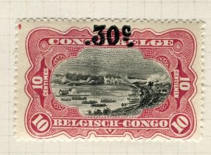 BELGIUM CONGO; 1920s early surcharged pictorial issue Mint hinged 30c. value