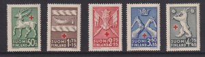 Finland    #B49-B53  MH  1942  Red Cross   Aland Arms