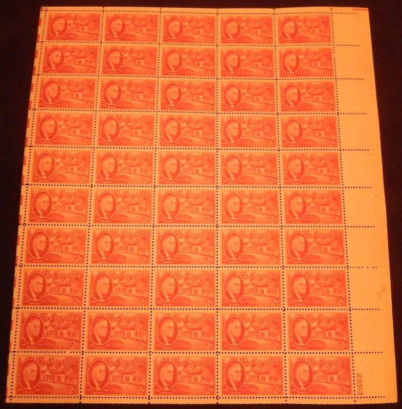 US #931 2c F.D.R.  Full Sheet, F/VF OG NH or better, post office fresh, STOCK...