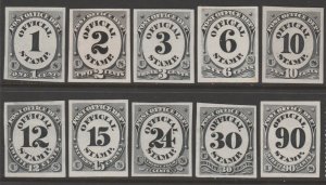 U.S. Scott #O47P3-O56P3 Official Stamp - Mint Set