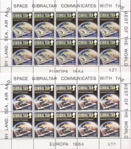 Gibraltar - 1984 Europa Postal & Telecom - Set of 2 10 Stamp Sheet #459-60