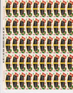 1958 Christmas Greetings message from Elfs TB Charity Seals Stamps Sheet R18223
