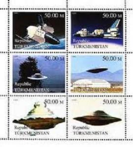 TURKMENISTAN SHEET SPACE UFOS ALIENS 