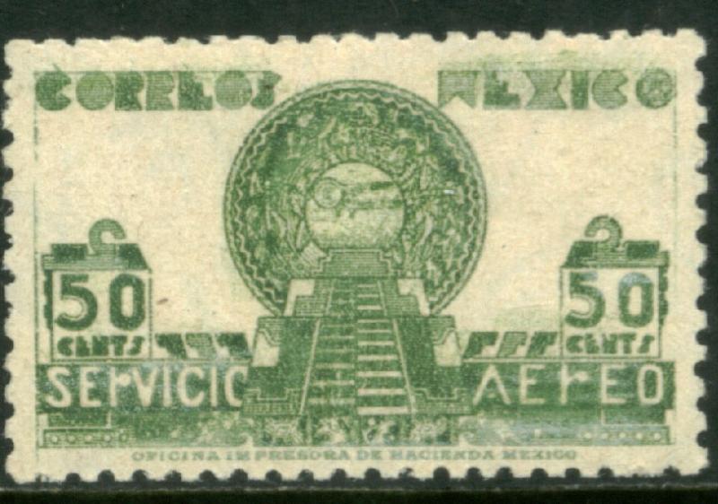 MEXICO C138, 50c 1934 Definitive SINGLE. Aztec Symbols. MINT, NH. F-VF.