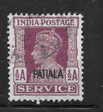 India Patiala O65: 1/2a George VI, used, F-VF