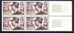 France 1952 Marshal Lattre de Tassigny Mint MNH Block of 4 SC 675