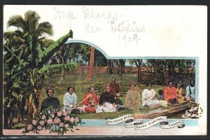 TONGA Stationery ILLUSTRATED Postcard *TAPPA MAKING* Nukuʻalofa 1909 CDS MA587