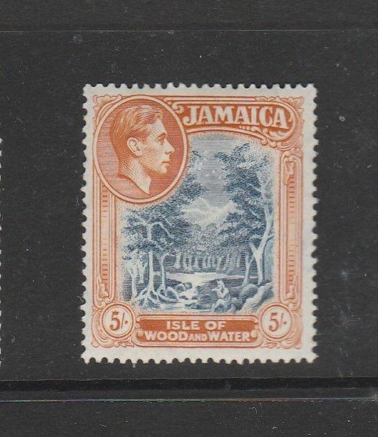 Jamaica 1938 GV1 Def 5/- P14 MM SG 132