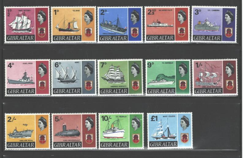 GIBRALTAR 1967-69 SHIPS #186-199 MNH