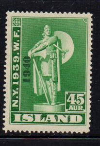 Iceland 1940 45 aur Karlsefni Worlds Fair stamp mint ovpt