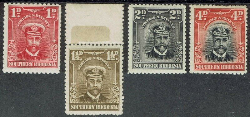 SOUTHERN RHODESIA 1924 KGV ADMIRAL 1D 11/2D 2D AND 4D */** 