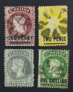 MOMEN: ST HELENA SG #21-22,25-26 1876 P14*12.5 USED £140 LOT #225508-5155