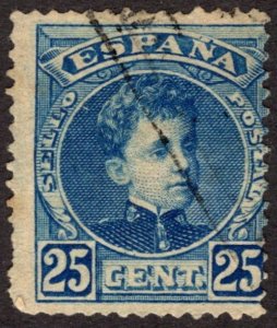 1901, Spain 25c, King Alfonso XIII, Used,  Sc 279