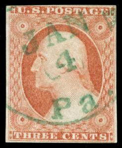 momen: US Stamps #11A Used GREEN Cancel VF