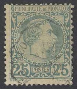 Monaco Sc# 6 Used (a) 1885 25c Prince Charles III