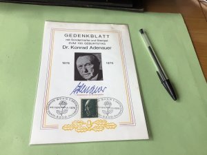 Dr Konrad Adenauer Chancellor of West Germany 1976  stamps card  52062