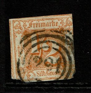 Thurn & Taxis SC# 17 (Mi 28?), Used, two large thins - S14389