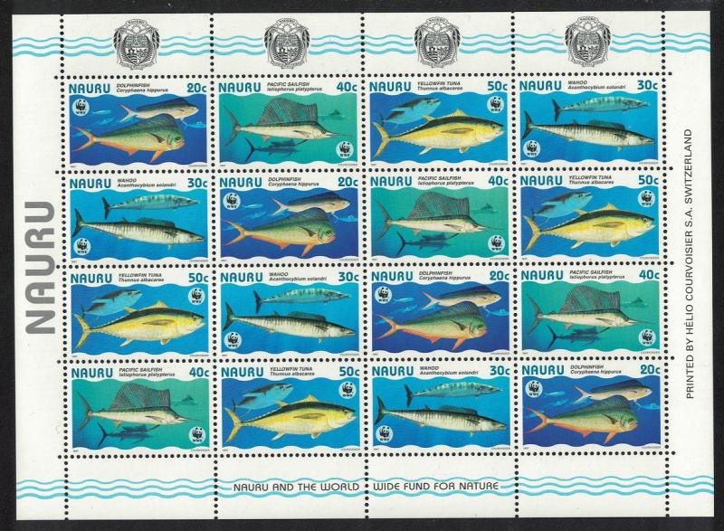 Nauru WWF Giant Fish Sheetlet of 4 sets SG#458-461 MI#437-440 SC#443 a-d