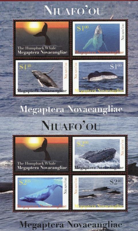 TONGA - Niuafo'ou Scott 269-270 Whale mini sheet set CV $12.75