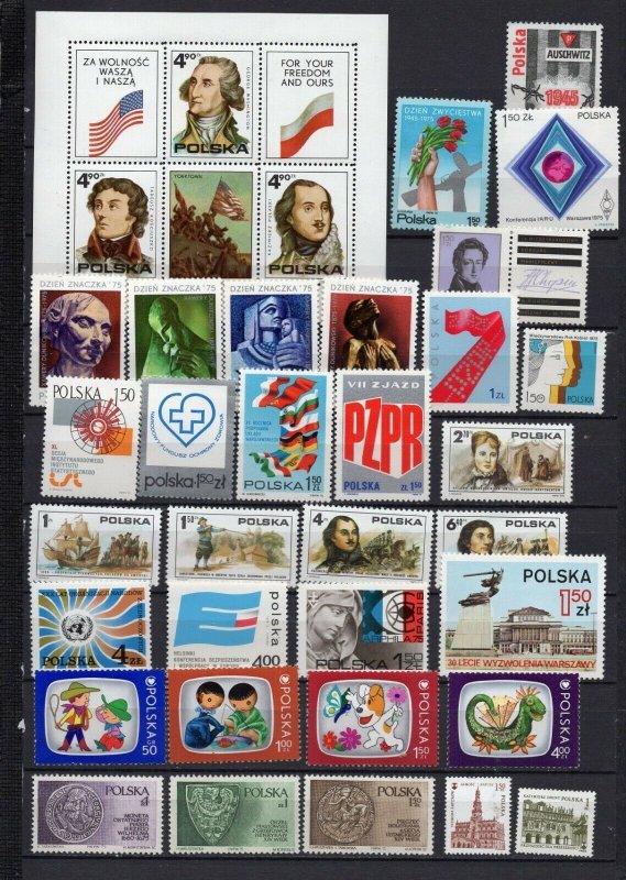 POLAND 1975 YEAR SET OF 32 STAMPS & S/S MNH