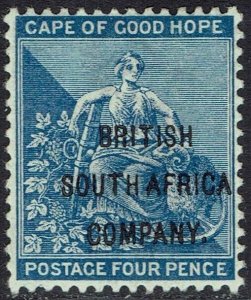 RHODESIA 1896 OVERPRINTED CAPE HOPE SEATED 4D