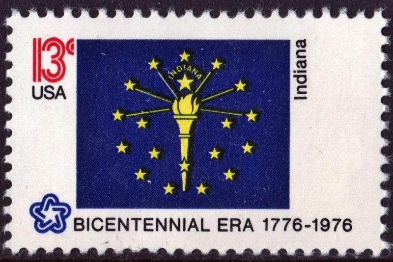 SC#1651 13¢ Bicentennial State Flags: Indiana Single (1976) MNH