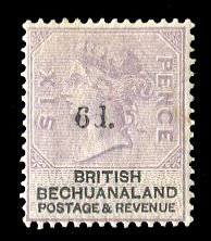 Bechuanaland #24 (SG 26) Cat£140, 1888 6p on 6p lilac, hinged, handstamp gua...