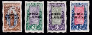 French Congo Ubangi-Shari 1915 Four HI-Vals. of overprint set VF/Mint(*) Hinge