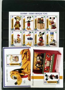 GUYANA 1996 DISNEY ANTIQUE TOYS SHEET OF 8 STAMPS & 2 S/S MNH