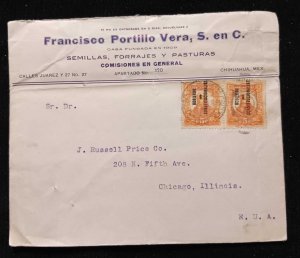 C) 1914, MEXICO, ADVERTISING COVER SENT TO THE UNITED STATES, DOUBLE STAMPED