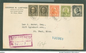 US 560 8c, 6c and other values tied to 1925 registered cover
