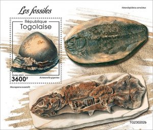 TOGO - 2023 - Fossils - Perf Souv Sheet - Mint Never Hinged