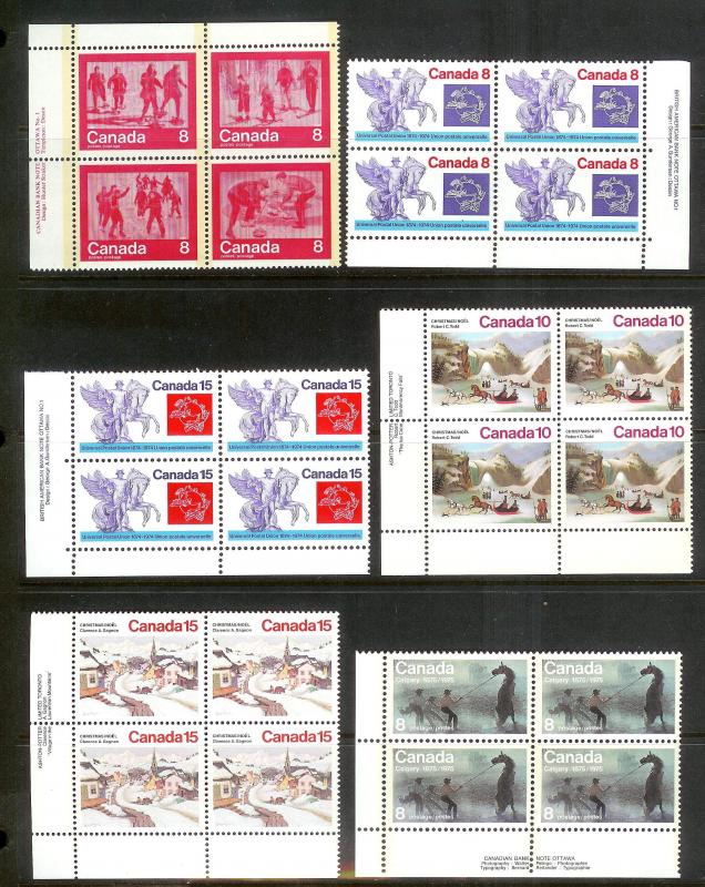 CANADA (223) Inscription Blocks/Field Sheet Blocks ALL Mint Never Hinged FV=C$73