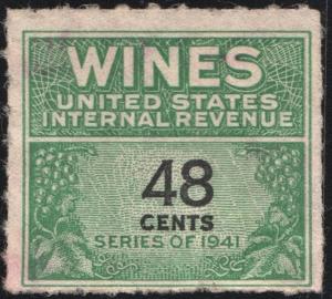 RE138 48¢ Wine Revenue Stamp (1942) Used