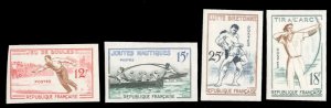 France, 1950-Present #883-886 (YT 1161-1164) Cat€115, 1958 Sports, imperf. ...