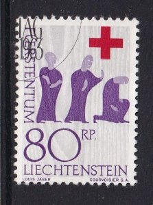 Liechtenstein  #377  used  1963 Red Cross 80rp