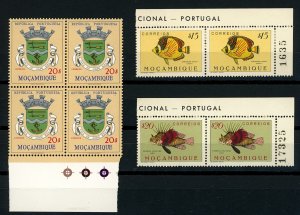 MOZAMBIQUE XF NH-Beautiful Multiples w/Plate # & Color Guides-Fish Shield-NICE!